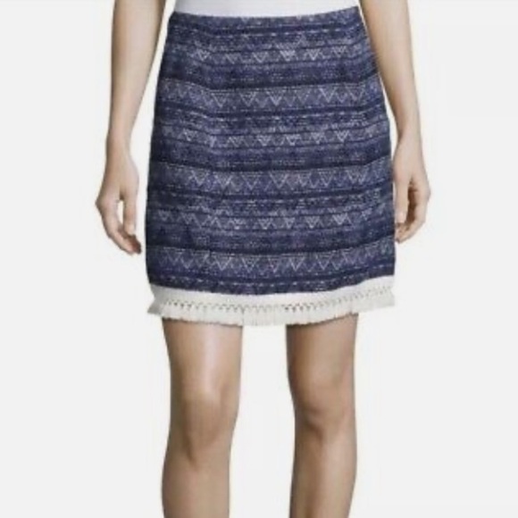Michael Kors Blue Tweed Fringe Mini Skirt 10​​​ - Picture 1 of 6